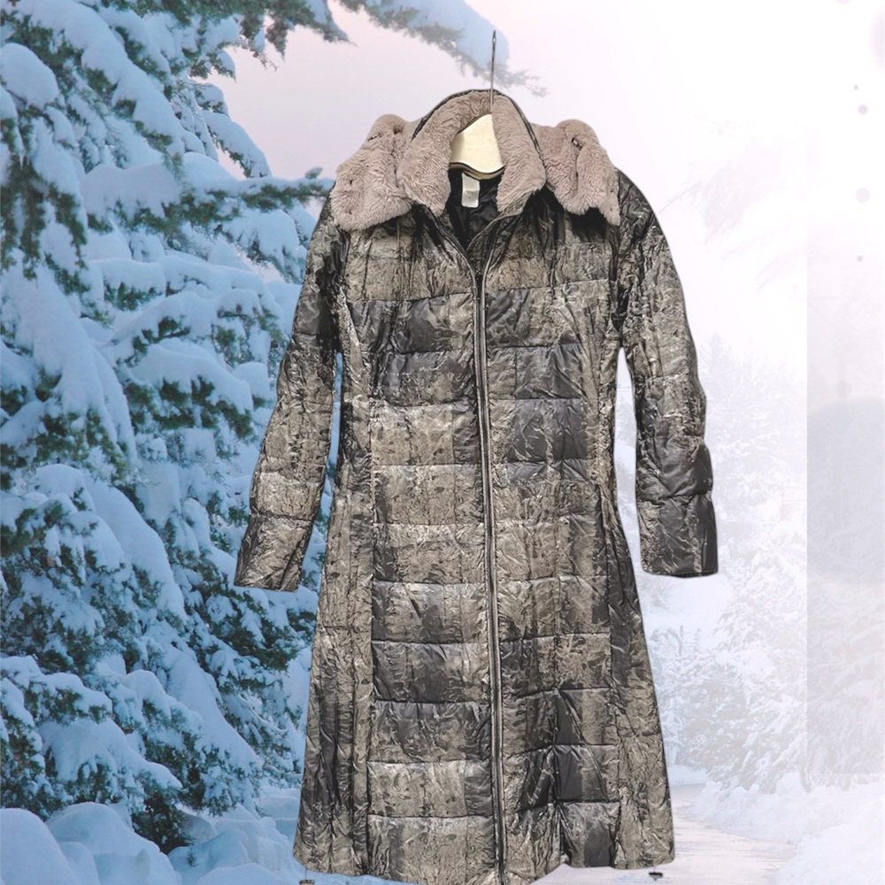 Snowman‎ New York Luxury Womens Long Down Puffer Glamorous Gleam Sz M
